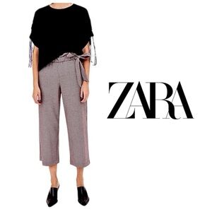 Zara Houndstooth Paper Bag Pants